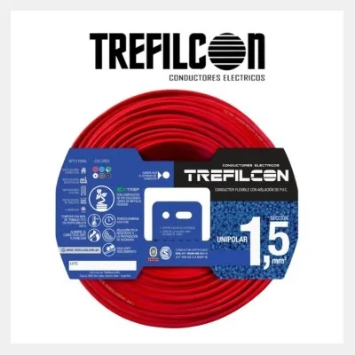CABLE UNIPOLAR 1 X 1,5 NORMALIZADO ROJO TREFILCON *