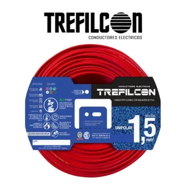 CABLE UNIPOLAR 1 X 1,5 NORMALIZADO ROJO TREFILCON *