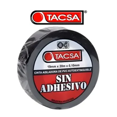 CINTA AISLADORA TACSA 19MM X 20M X 0,10MM SIN ADHESIVO NEGRA