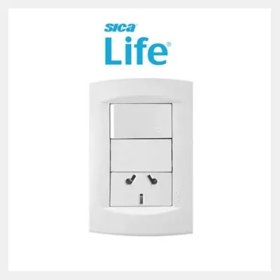 LLAVE ARMADA 1 INTERRUPTOR + 1 TOMA ARGENTINO SICA LIFE 545229/545223