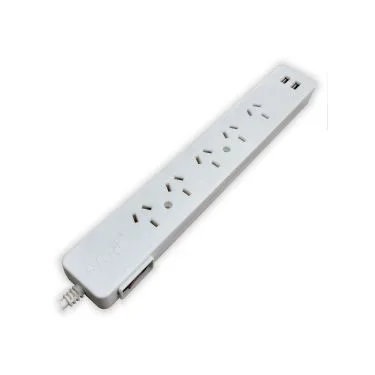 Zapatilla Sica 5 Tomas con Cable 1,3m y 2 USB Blanca