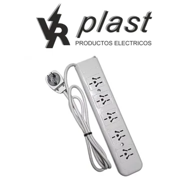 Zapatilla VR 5 Tomas con Cable 3m y Corte Térmico Blanca